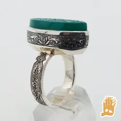 انگشتر صفوی قلم نگین عقیق خراسانی دستساز