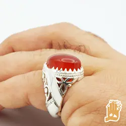 انگشتر فیلی گلپر نگین عقیق یمنی