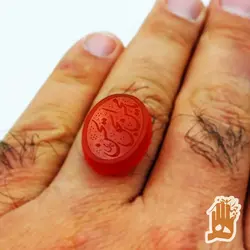 سنگ عقیق سرخ خراسانی با حکاکی نام شریف یا محسن بحق الحسن