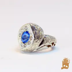 انگشتر فیلی اسپرت نگین یاقوت کبود آفریقایی