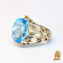 انگشتر فیلی اشکی پروانه نگین توپاز سوئیسی