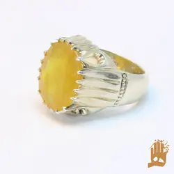 انگشتر فیلی چهار اشک نگین یاقوت زرد آفریقایی