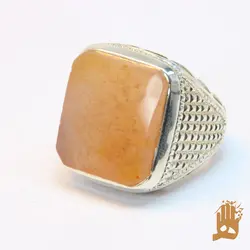 انگشتر فیلی حصیری نگین عقیق پرتغالی قدیمی یمنی