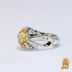 انگشتر فیلی اشکی نگین یاقوت زرد آفریقایی