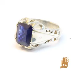 انگشتر فیلی اشکی نگین یاقوت کبود آفریقایی