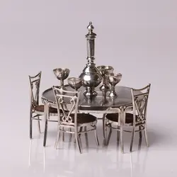 ست میز غذاخوری با شربت خوری مینیاتوری از جنس نقره