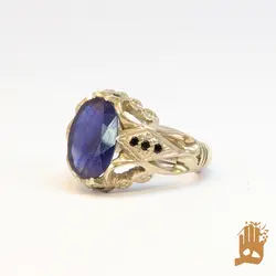 انگشتر فیلی مخراجی نگین یاقوت کبود آفریقایی