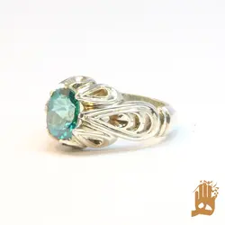 انگشتر فیلی هشت اشک نگین توپاز سبز