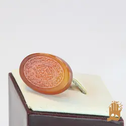 سنگ عقیق پرتغالی خراسانی با حکاکی السلام علی الحسین (کامل) و دعای ناد علی