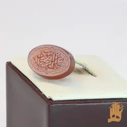 سنگ عقیق سرخ خراسانی با حکاکی یا علی بن موسی الرضا