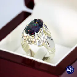 انگشتر فیلی دور اشک نگین اوپال آتشی