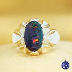 انگشتر فیلی دور اشک نگین اوپال آتشی