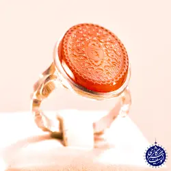انگشتر صفوی نگین عقیق پرتغالی یمنی با حکاکی چهارده معصوم