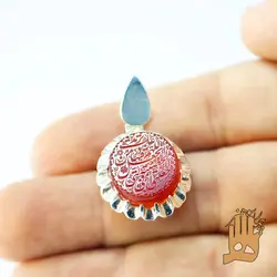 گردنی دور چنگ نگین عقیق سرخ یمنی با حکاکی اللهم اجعلنی فی درعک الحصینه