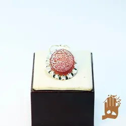 گردنی دور چنگ نگین عقیق سرخ یمنی با حکاکی اللهم اجعلنی فی درعک الحصینه