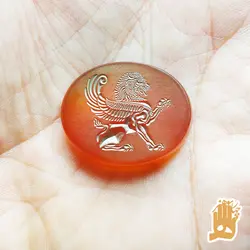 سنگ عقیق سرخ با حکاکی شیر هخامنشی