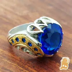 انگشتر حلال مخراج یاقوت کبود سنتاتیک