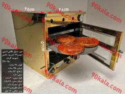 تنور گازی استیل طلایی 2 سینی چدن 32 درجه  تایمر  جوجه گردان مدل TG-351