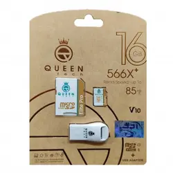 کارت حافظه microSDHC کوئین تک مدل +Elite pro 566X کلاس 10 استاندارد UHS-I U3 سرعت 85MBps ظرفیت 16 گیگابایت به همراه آداپتور SD و کارت خوان