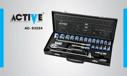 جعبه بکس 24 پارچه اکتیو مدل AC-63224 Active 24PCS Drive Sockets Set Model AC-63224 – فروشگاه اینترنتی ابزار آنلاین
