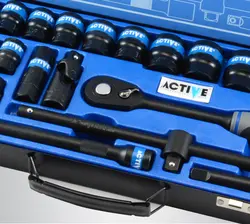جعبه بکس 26 پارچه اکتیو مدل AC-63226 Active 26PCS Drive Sockets Set Model AC-63226 – فروشگاه اینترنتی ابزار آنلاین