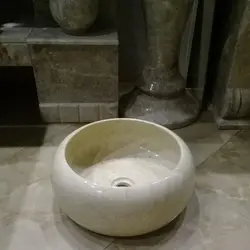 کاسه روشویی سنگی طرح قوس با سنگ نمین