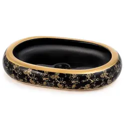 کاسه روشویی مشکی طلایی طرح دار کد 049