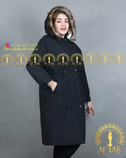 کاپشن بلند کمرگت دار سایز بزرگ