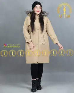 کاپشن بلند کمرگت دار سایز بزرگ