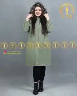 کاپشن بلند کمرگت دار سایز بزرگ