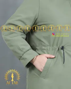 کاپشن بلند کمرگت دار سایز بزرگ