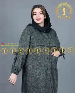 مانتو بافت پاییزه آستین پاپیون سایزبزرگ