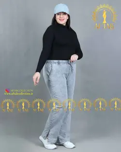 شلوار جین نیم بگ چاکدار سایزبزرگ