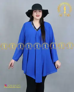 شومیز حریر جلو چیندار مجلسی سایزبزرگ