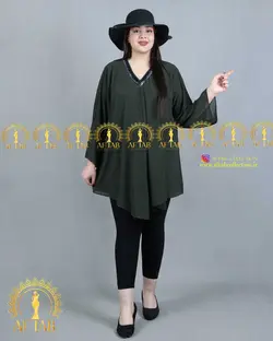 شومیز حریر جلو چیندار مجلسی سایزبزرگ