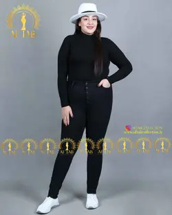 شلوار جین جذب مشکی پایین ریش سایزبزرگ3430