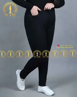 شلوار جین جذب مشکی پایین ریش سایزبزرگ3430