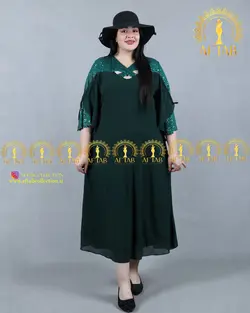 پیراهن مجلسی یقه ضربدری سایزبزرگ1637