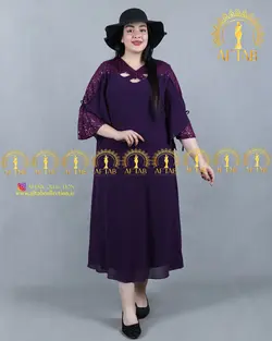 پیراهن مجلسی یقه ضربدری سایزبزرگ1637