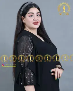 پیراهن مجلسی یقه ضربدری سایزبزرگ1637