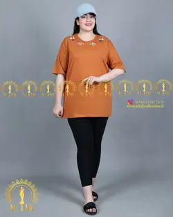تیشرت یقه گلدوزی سایزبزرگ 3399