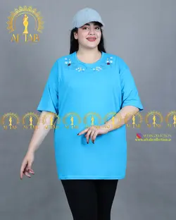 تیشرت یقه گلدوزی سایزبزرگ 3399