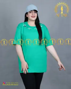 تیشرت یقه گلدوزی سایزبزرگ 3399