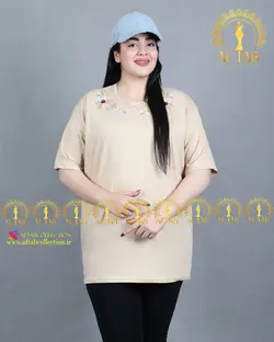 تیشرت یقه گلدوزی سایزبزرگ 3399