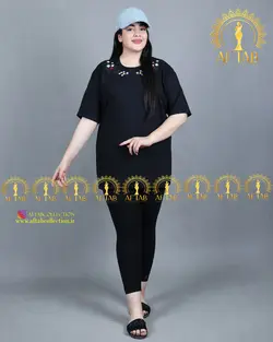 تیشرت یقه گلدوزی سایزبزرگ 3399