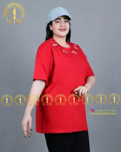 تیشرت یقه گلدوزی سایزبزرگ 3399