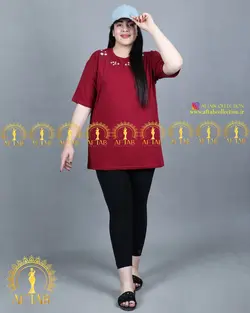 تیشرت یقه گلدوزی سایزبزرگ 3399