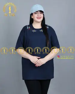 تیشرت یقه گلدوزی سایزبزرگ 3399