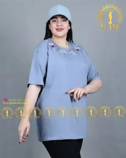 تیشرت یقه گلدوزی سایزبزرگ 3399