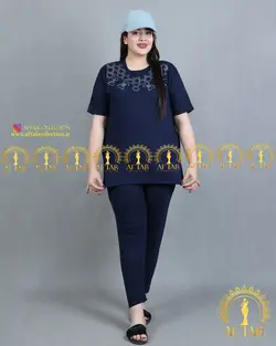 بلوز شلوار طرح لانه زنبوری سایزبزرگ3171
